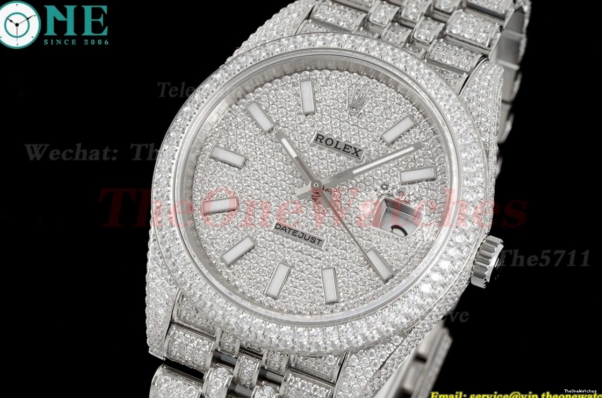 Diamonds A2824 SS GMF Datejust 41mm 904L SS Full Dia Stk 0223